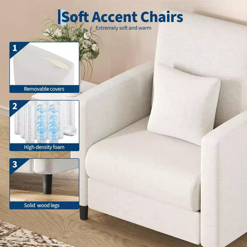 33.9 Sofa Accent Chair, Chenille Loveseat Reading Couch for Bedroom, Tool-Free Setup Living Room Accent Couch, Comfy Arm Chair for Living Room