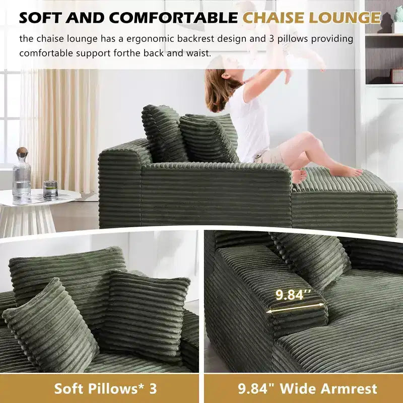 Okak Modern Oversized Velvet Floor Sofa Futon Couch with Soft Pillows,Comfy Lounge Sleeper Sofa for Living Room,Apartment
