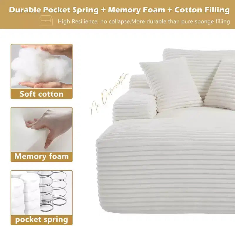 Okak Modern Oversized Velvet Floor Sofa Futon Couch with Soft Pillows,Comfy Lounge Sleeper Sofa for Living Room,Apartment