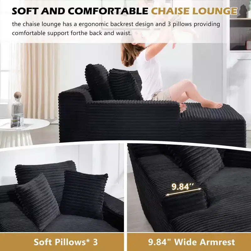 Okak Modern Oversized Velvet Floor Sofa Futon Couch with Soft Pillows,Comfy Lounge Sleeper Sofa for Living Room,Apartment
