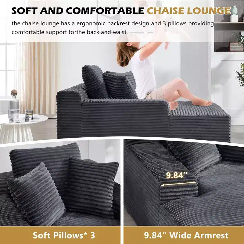 Okak Modern Oversized Velvet Floor Sofa Futon Couch with Soft Pillows,Comfy Lounge Sleeper Sofa for Living Room,Apartment