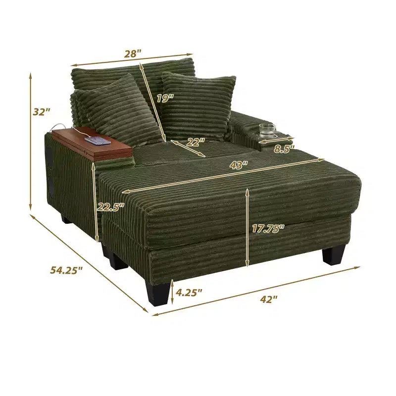 Okak Modern Oversized Sofa Futon Couch with Ottoman & Rotating Side Table,Comfy Sleeper Sofa Chair for Living Room,Apartment