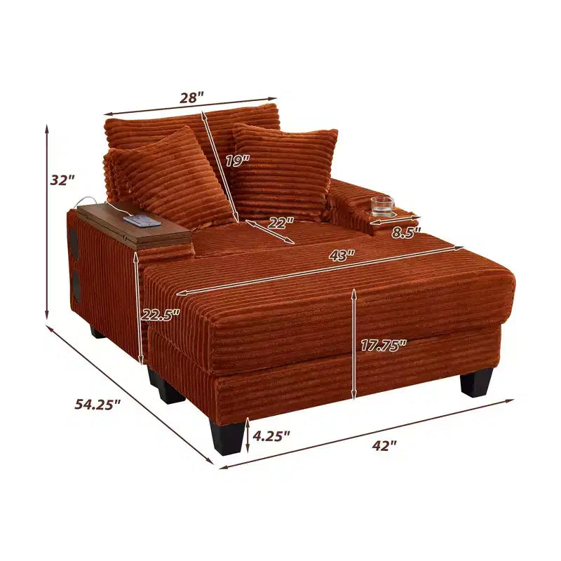 Okak Modern Oversized Sofa Futon Couch with Ottoman & Rotating Side Table,Comfy Sleeper Sofa Chair for Living Room,Apartment