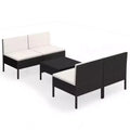 vidaXL Garden Lounge Set Patio Sectional Sofa Couch Outdoor Poly Rattan Black
