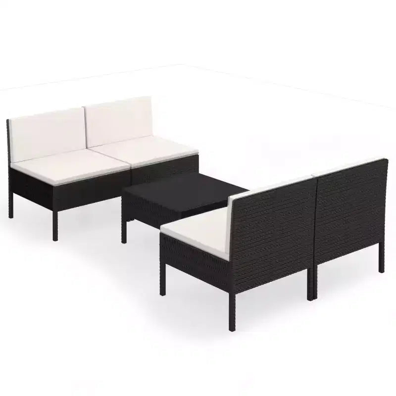 vidaXL Garden Lounge Set Patio Sectional Sofa Couch Outdoor Poly Rattan Black