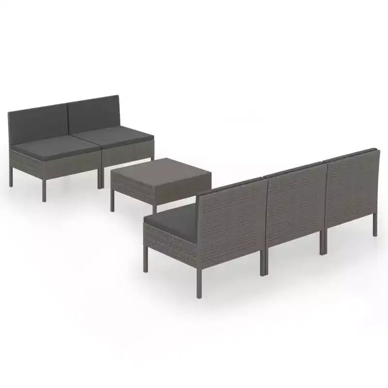 vidaXL Garden Lounge Set Patio Sectional Sofa Couch Outdoor Poly Rattan Grey