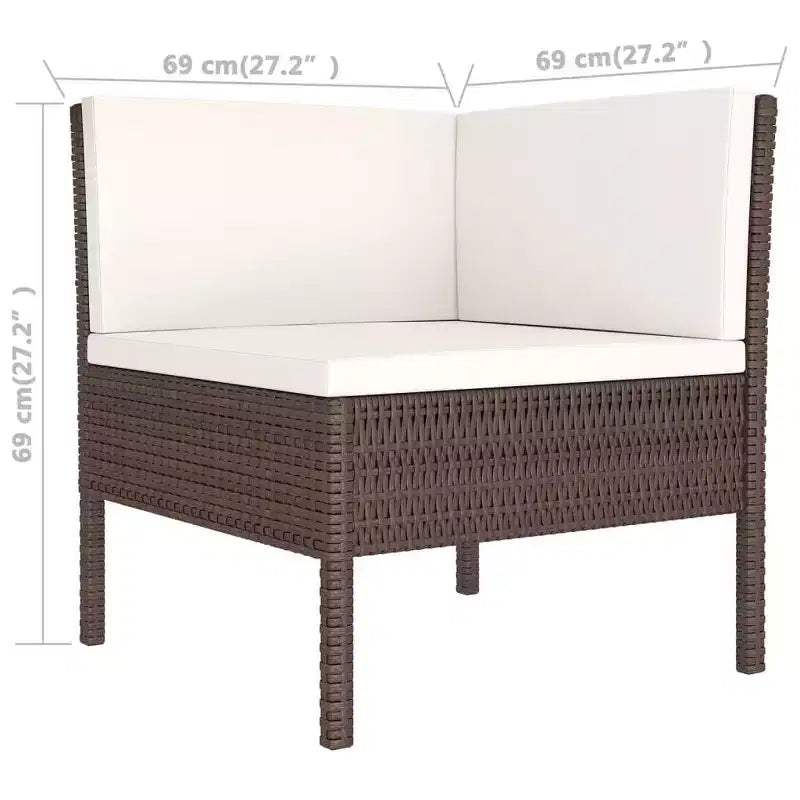 vidaXL Conjunto de Muebles de Jardín Sofá Seccional de Exterior de Ratán Sintético Marrón
