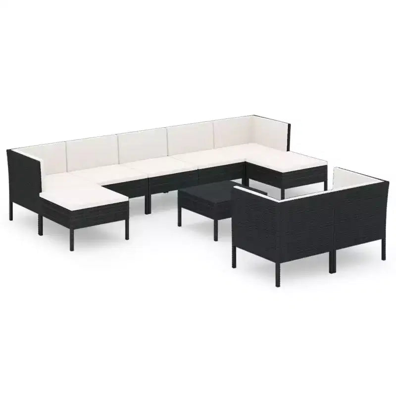 vidaXL Patio Lounge Set Outdoor Sectional Sofa Set Table Poly Rattan Black