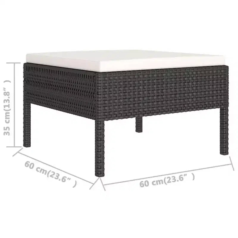 vidaXL Conjunto de Salón de Patio Sofá Seccional Exterior Mesa Ratán Sintético Negro