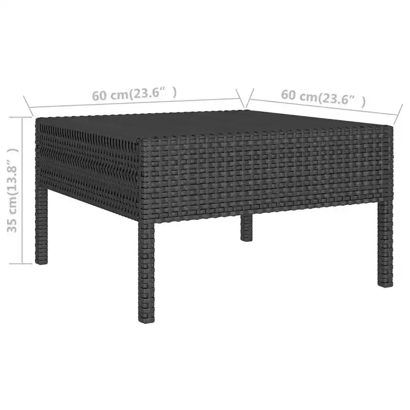 vidaXL Conjunto de Salón de Patio Sofá Seccional Exterior Mesa Ratán Sintético Negro