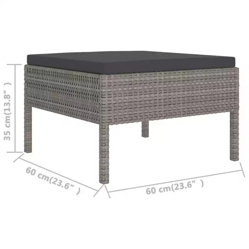 vidaXL Patio Lounge Set Outdoor Sectional Sofa Set with Table Poly Rattan Gray