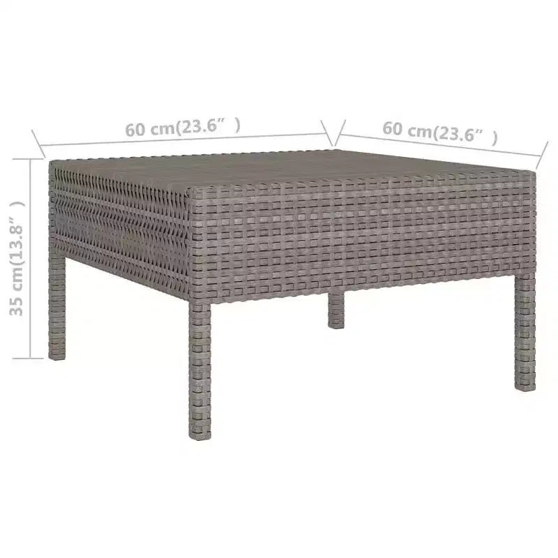 vidaXL Patio Lounge Set Outdoor Sectional Sofa Set with Table Poly Rattan Gray