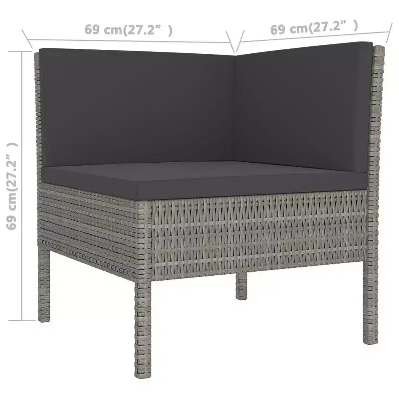 vidaXL Patio Lounge Set Outdoor Sectional Sofa Set with Table Poly Rattan Gray