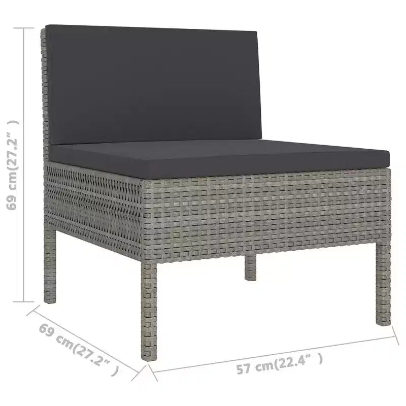 vidaXL Patio Lounge Set Outdoor Sectional Sofa Set with Table Poly Rattan Gray