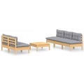 vidaXL Garden Lounge Set Grey Solid pinewood and polyester Modular
