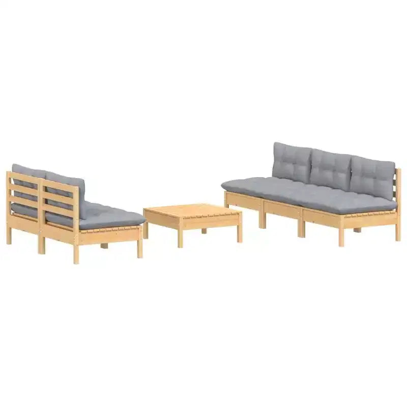vidaXL Garden Lounge Set Grey Solid pinewood and polyester Modular