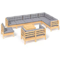 vidaXL Outdoor Lounge Set Grey cushions, natural wood