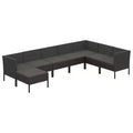vidaXL 8 Piece Outdoor Lounge Set - Poly Rattan Patio Furniture with Cushions, Weather - Resistant, Easy Maintenance, Black.