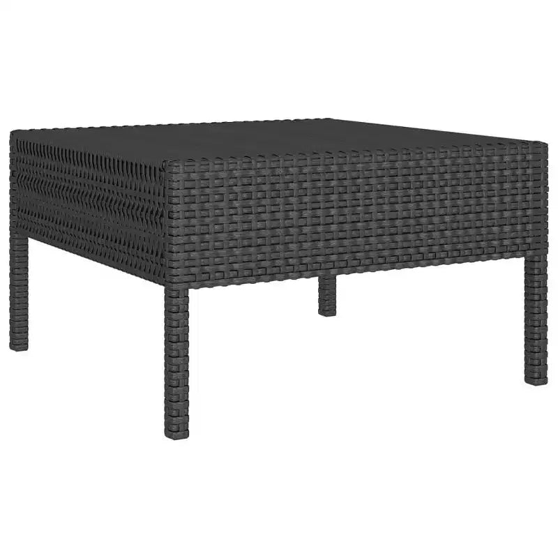 vidaXL 13 Piece Outdoor Patio Lounge Set with Cushions - Black Poly Rattan Modern Farmhouse Style  Assembly Required