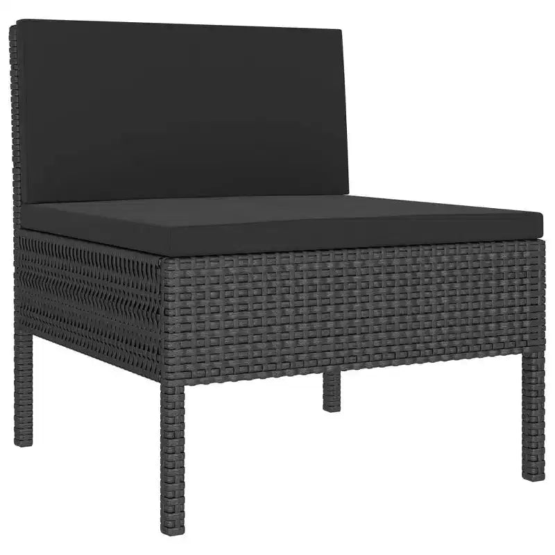 vidaXL 13 Piece Outdoor Patio Lounge Set with Cushions - Black Poly Rattan Modern Farmhouse Style  Assembly Required