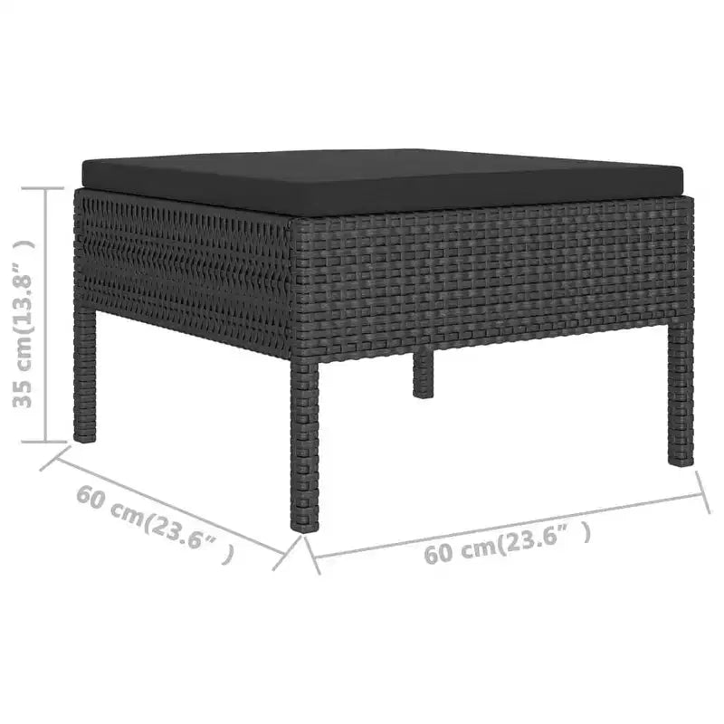 vidaXL 13 Piece Outdoor Patio Lounge Set with Cushions - Black Poly Rattan Modern Farmhouse Style  Assembly Required