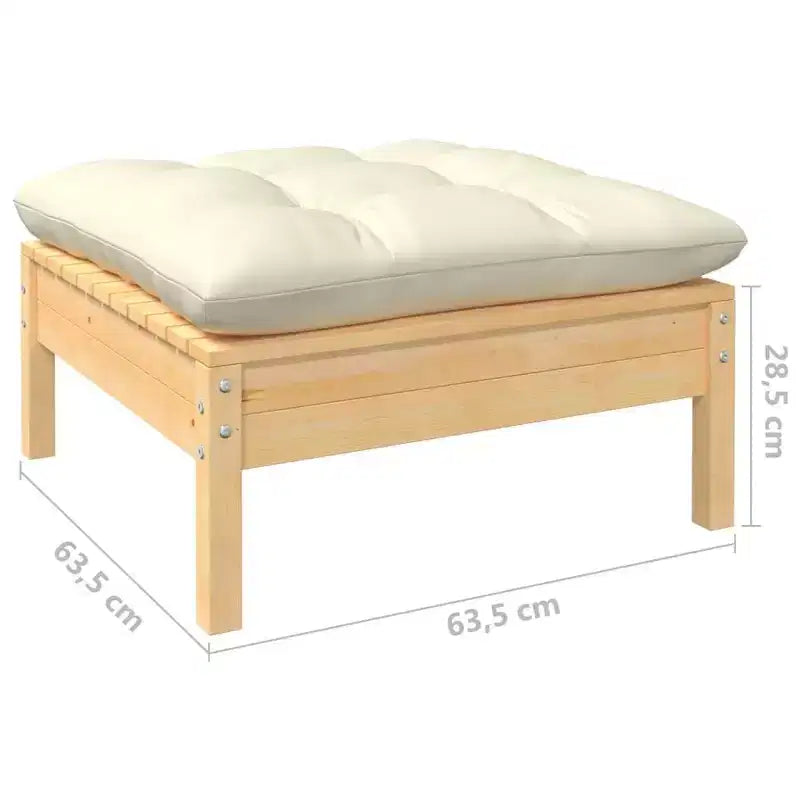 vidaXL 8 Piece Solid Pinewood Patio Lounge Set with Cream Cushions - Modular, Durable and Comfortable Outdoor Furniture for Gardens, Patios, Decks