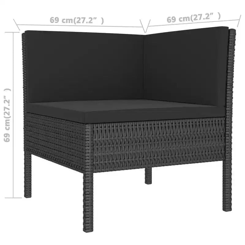 vidaXL Garden Lounge Set Black PE rattan, powder-coated steel, polyester