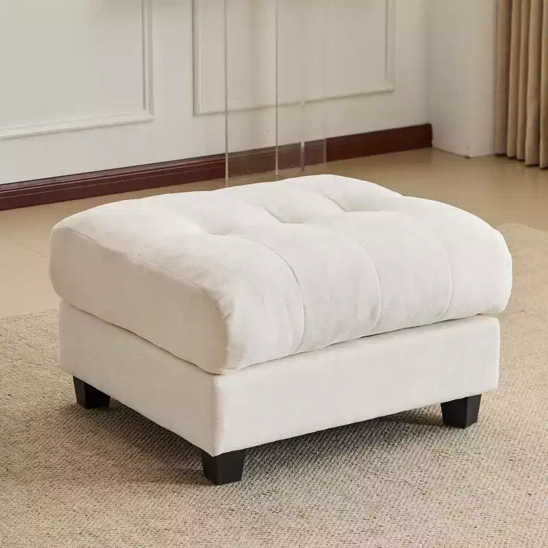 Whisen 119 4-Seater Chenille Sofa, Sectional Sofa & Couch with 2 Ottomans, Adjustable Backrest, 4 Throw Pillows