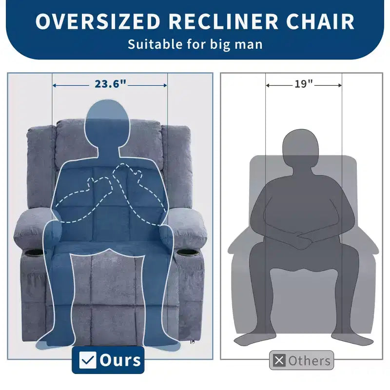 Large Lift Recliner Chair, Overstuffed Wide Recliner Chair, Side Pockets & Cup Holder, 360 Swivel Rocker Recliner, for Living Room, Home