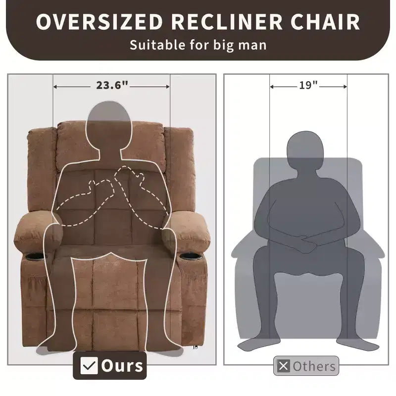 Large Lift Recliner Chair, Overstuffed Wide Recliner Chair, Side Pockets & Cup Holder, 360 Swivel Rocker Recliner, for Living Room, Home