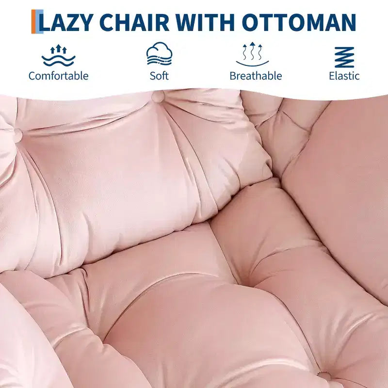 Lazy Chair with Ottoman, Modern Lounge Accent Reading Sofa, Side Pocket, for Living Room, Bedroom