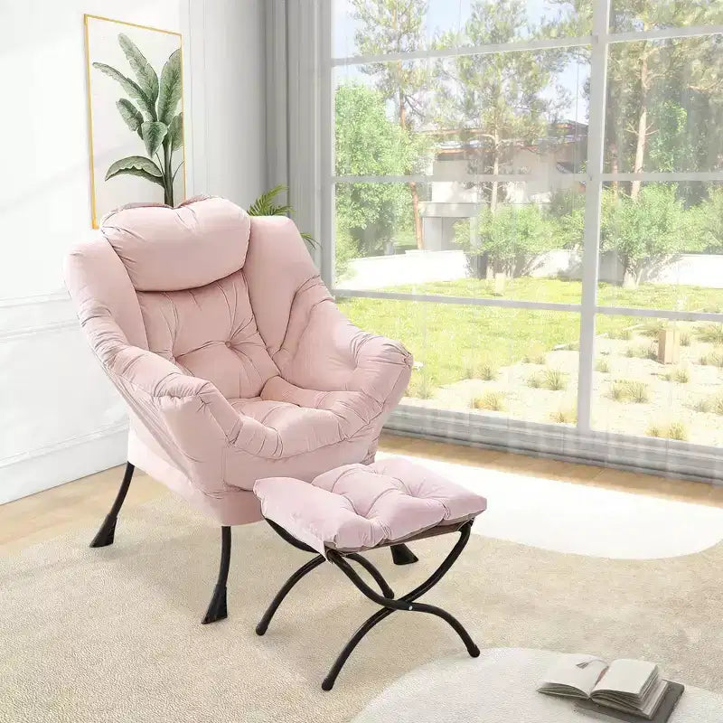 Lazy Chair with Ottoman, Modern Lounge Accent Reading Sofa, Side Pocket, for Living Room, Bedroom