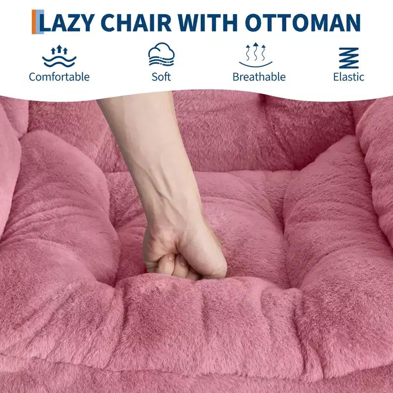 Lazy Chair with Ottoman, Modern Lounge Accent Reading Sofa, Side Pocket, for Living Room, Bedroom