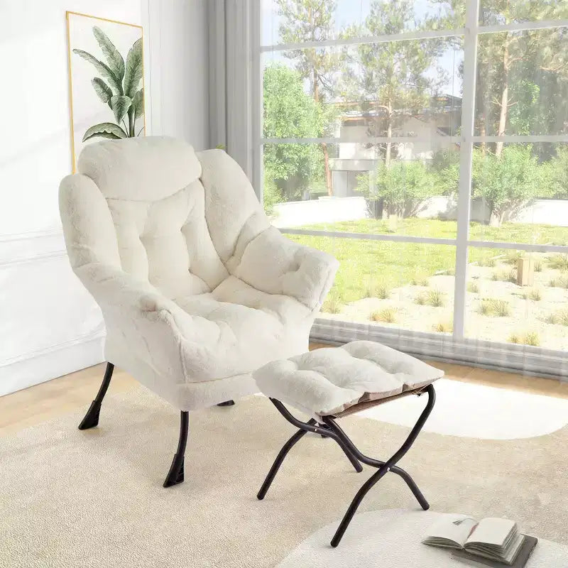Lazy Chair with Ottoman, Modern Lounge Accent Reading Sofa, Side Pocket, for Living Room, Bedroom