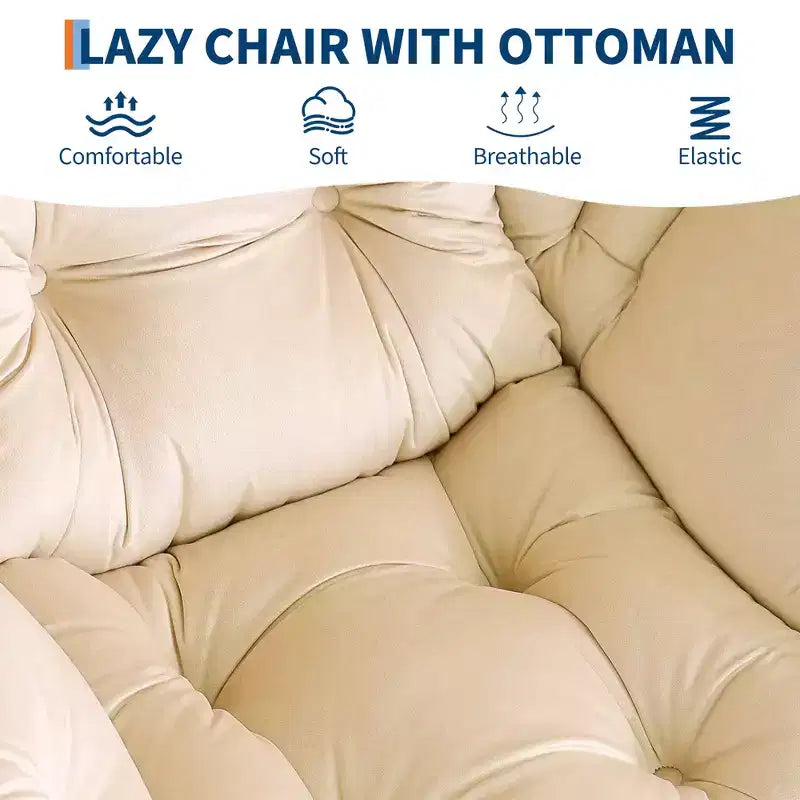 Lazy Chair with Ottoman, Modern Lounge Accent Reading Sofa, Side Pocket, for Living Room, Bedroom