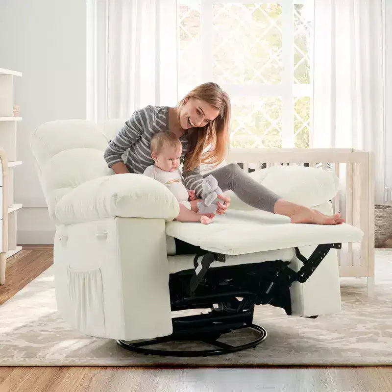 Rocking Recliner Chair, 360 Swivel Rocker, Lazy Boy Recliner Single Sofa, Extra Wide Manual Recliners, Chenille Upholstery Overstuffed Soft