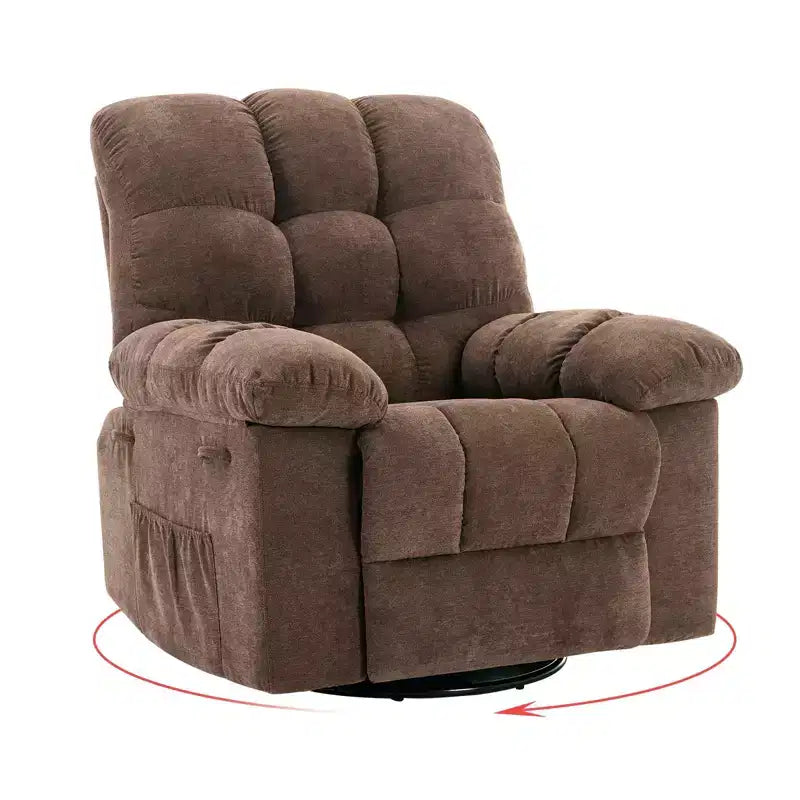 Fauteuil inclinable à bascule, Fauteuil à bascule pivotant à 360°, Fauteuil inclinable Lazy Boy, Fauteuil inclinable manuel extra large, Rembourrage en chenille surdimensionné et doux