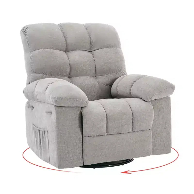 Fauteuil inclinable à bascule, Fauteuil à bascule pivotant à 360°, Fauteuil inclinable Lazy Boy, Fauteuil inclinable manuel extra large, Rembourrage en chenille surdimensionné et doux