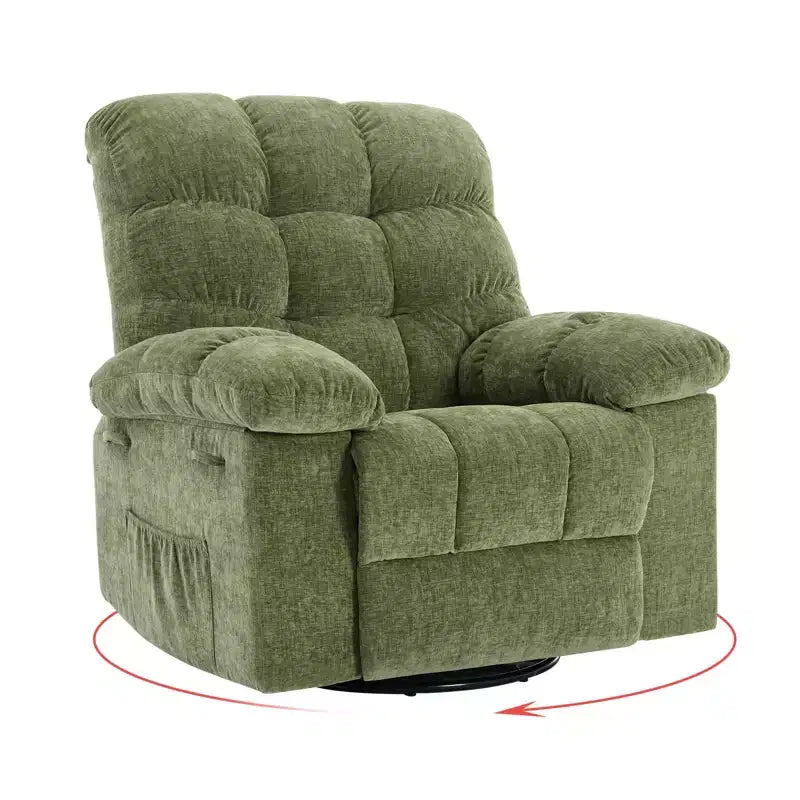 Fauteuil inclinable à bascule, Fauteuil à bascule pivotant à 360°, Fauteuil inclinable Lazy Boy, Fauteuil inclinable manuel extra large, Rembourrage en chenille surdimensionné et doux