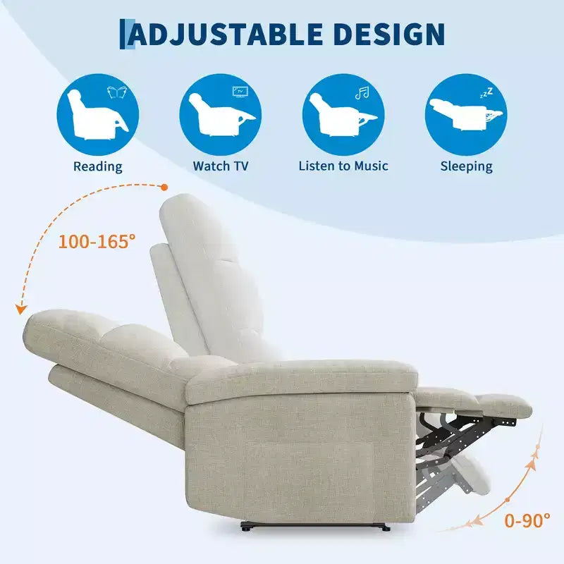 Manual Recliner Chair for Adults, Adjustable Reclining Chair with Back Support, Ergonomic, for Living Room