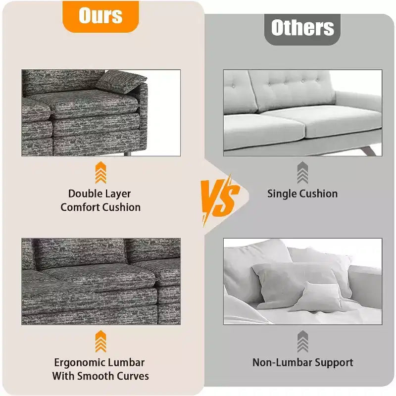 108 Modular Sectional Cloud Couch, Modern Chenille L Shaped Modular Sofa, Sectional Sofa for Apartment