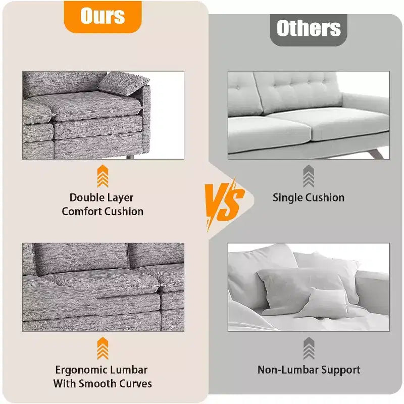 108 Modular Sectional Cloud Couch, Modern Chenille L Shaped Modular Sofa, Sectional Sofa for Apartment