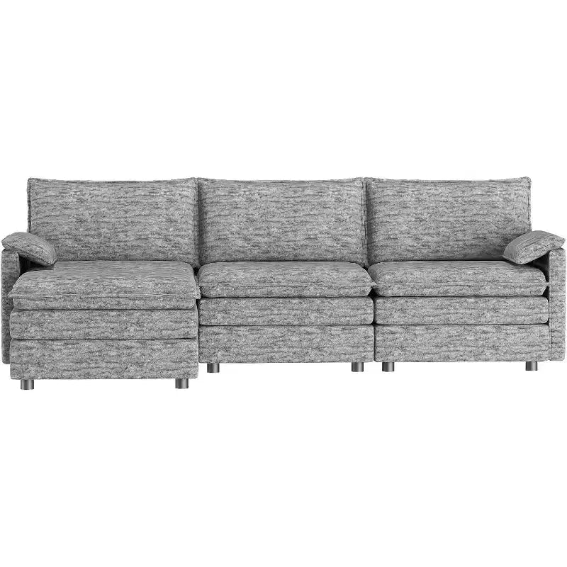 108 Modular Sectional Cloud Couch, Modern Chenille L Shaped Modular Sofa, Sectional Sofa for Apartment