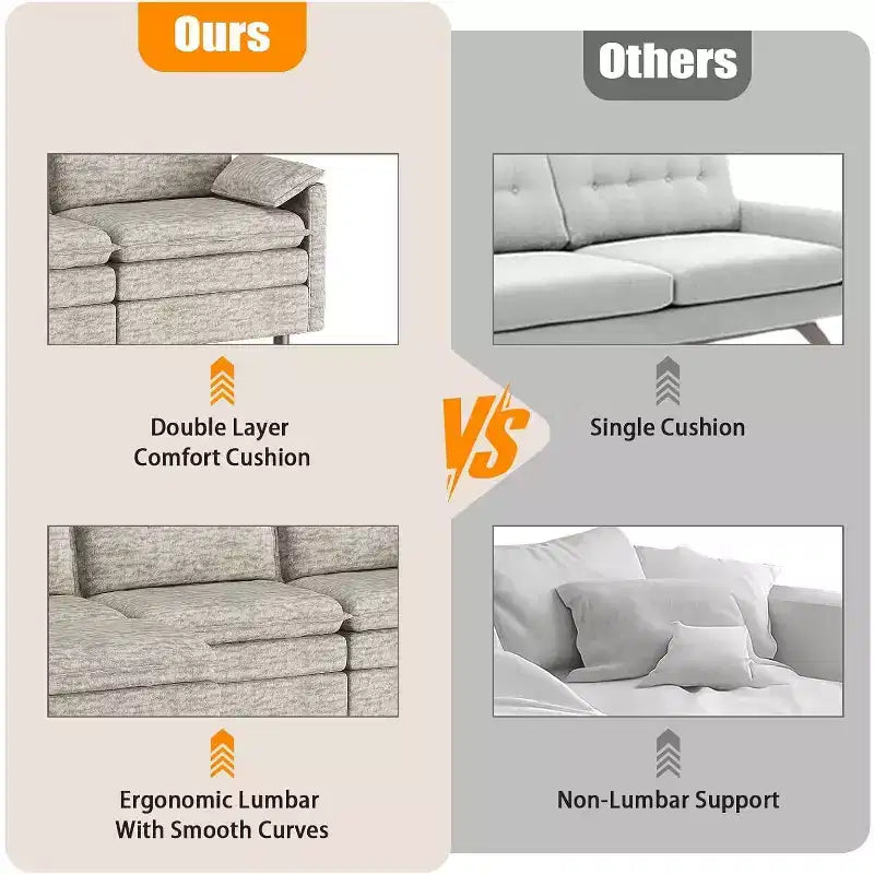 108 Modular Sectional Cloud Couch, Modern Chenille L Shaped Modular Sofa, Sectional Sofa for Apartment