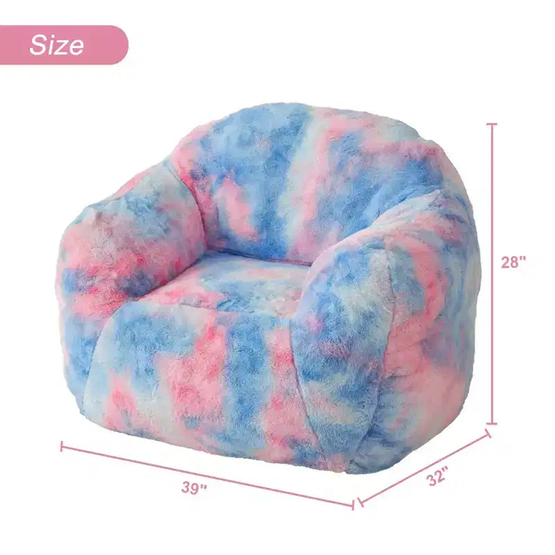 Luxury Plush Faux Fur Bean Bag Chair with Armrest & Backrest, Ergonomic Memory Foam Lounger for Living Room, Bedroom, Office