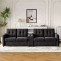 Modern Sectional Couch for 4, Compact caoch with Storage Console, Charging Station & Cup Holders, for Family Rooms, Small Spaces