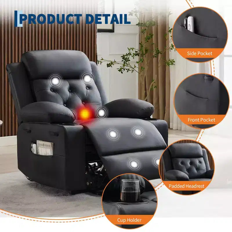 Power Recliner Chairs for Adults, Recliner with Power Headrest & Charging Ports, Electric Recliner Sofa Chair for Living Room