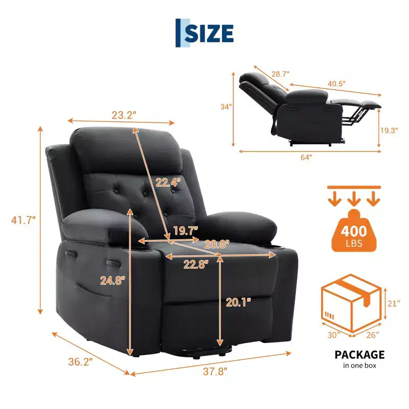 Power Recliner Chairs for Adults, Recliner with Power Headrest & Charging Ports, Electric Recliner Sofa Chair for Living Room
