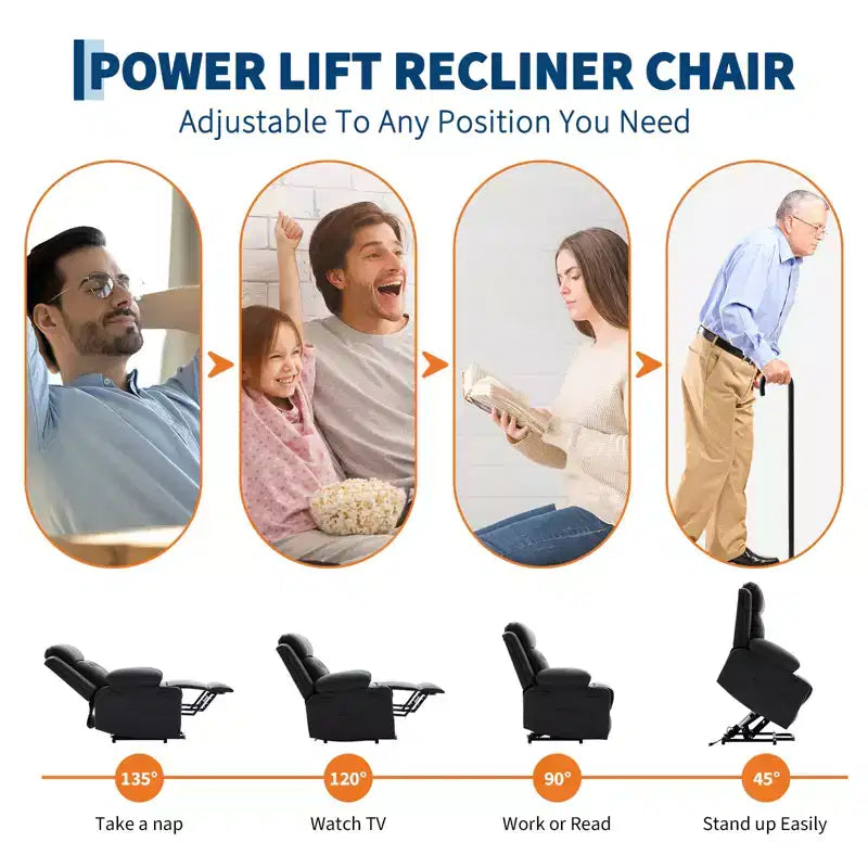 Power Recliner Chairs for Adults, Recliner with Power Headrest & Charging Ports, Electric Recliner Sofa Chair for Living Room