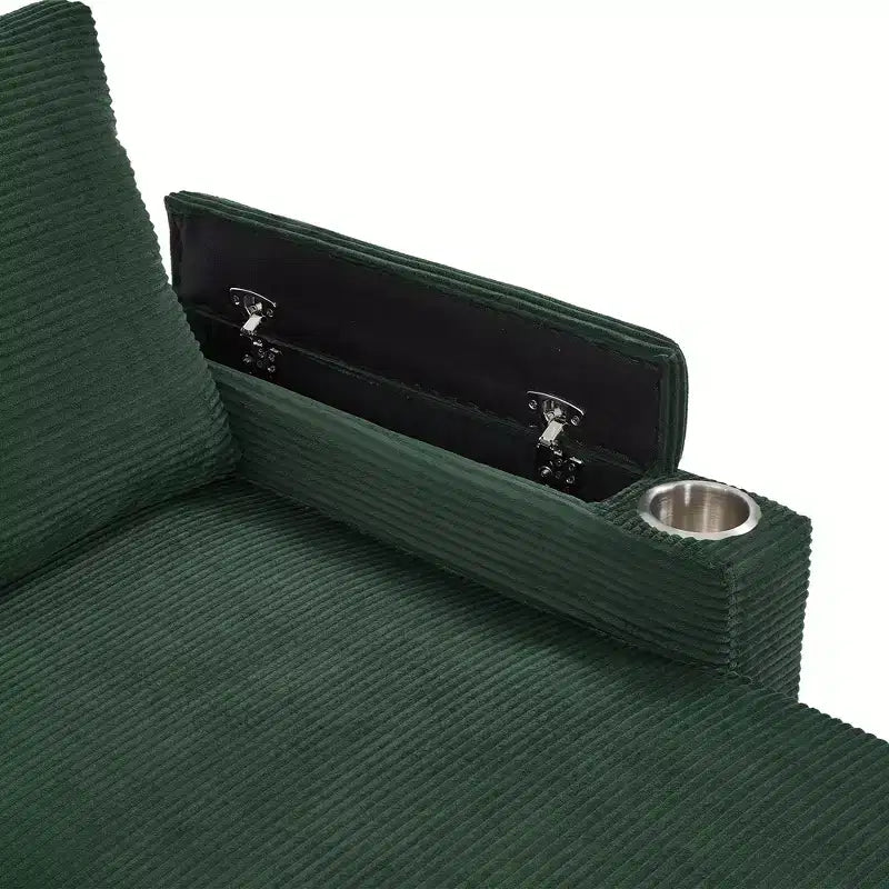 Polibi U-Shaped Convertible Sectional Sofa with Storage Chaise Lounges, USB Ports, Cup Holders & Pull-Out Bed